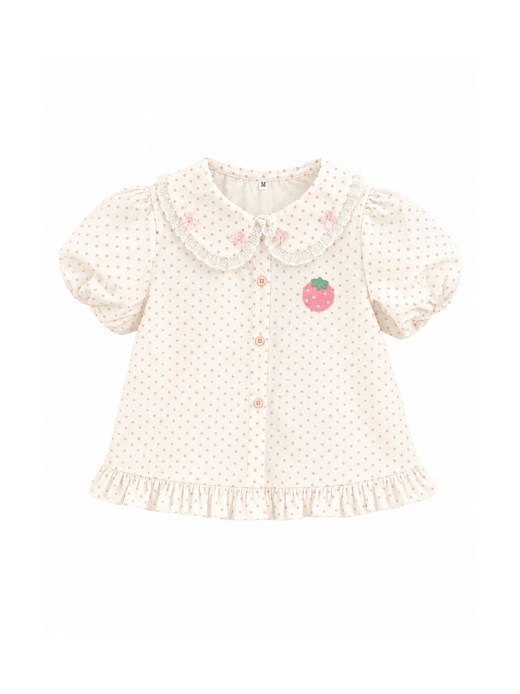 Strawberry Diary Doll Collar Blouses-Tops-ntbhshop