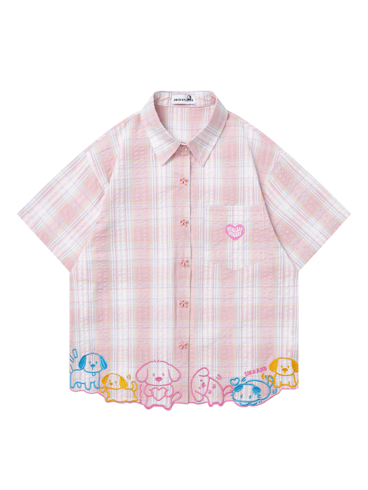 Puppy Pals Plaid Shirts-Tops-ntbhshop