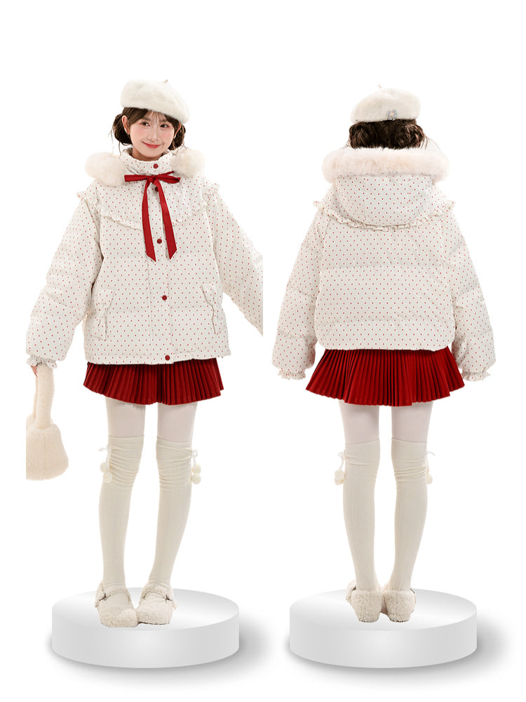 Berry Cream Pleated Skirt-ntbhshop