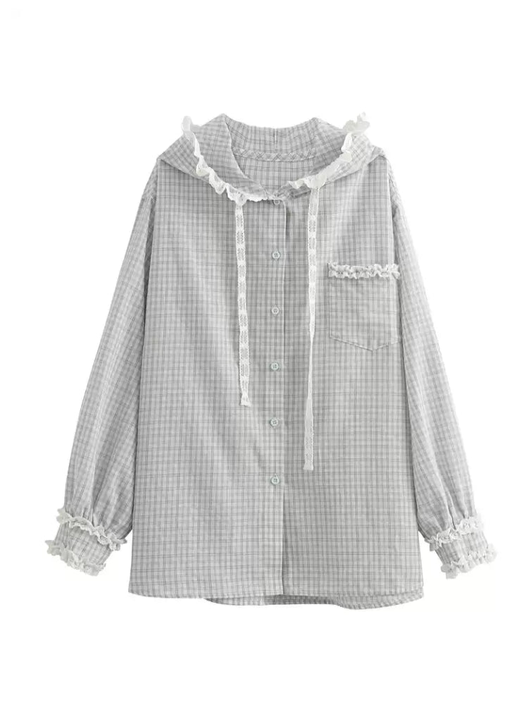 Soft Toast Plaid Hooded Shirt-Outerwear-ntbhshop