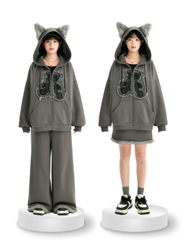 Gray Wolf Hooded Jacket & Slacks-ntbhshop