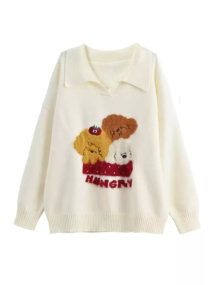 Puppy Picnic Hunger Knit Polo Sweater-ntbhshop