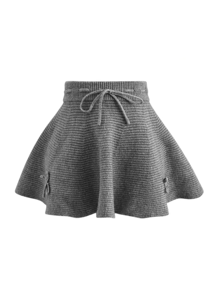 Soft Bow Knit Skirts-Bottoms-ntbhshop