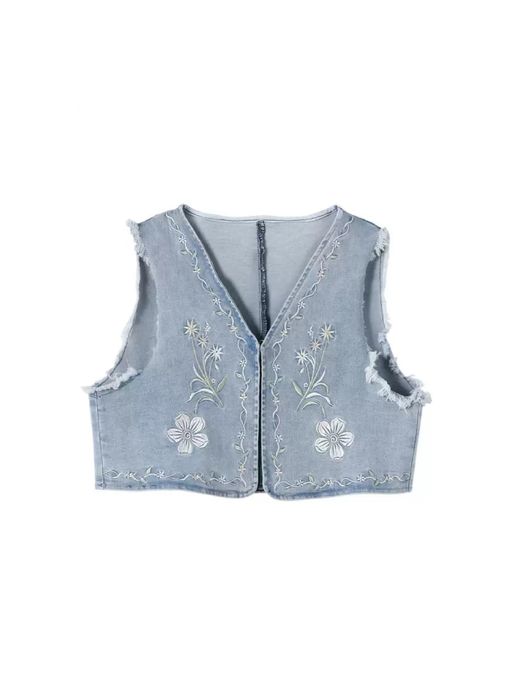 Willow Meadow Denim Vest & Cotton Dresses-Sets-ntbhshop