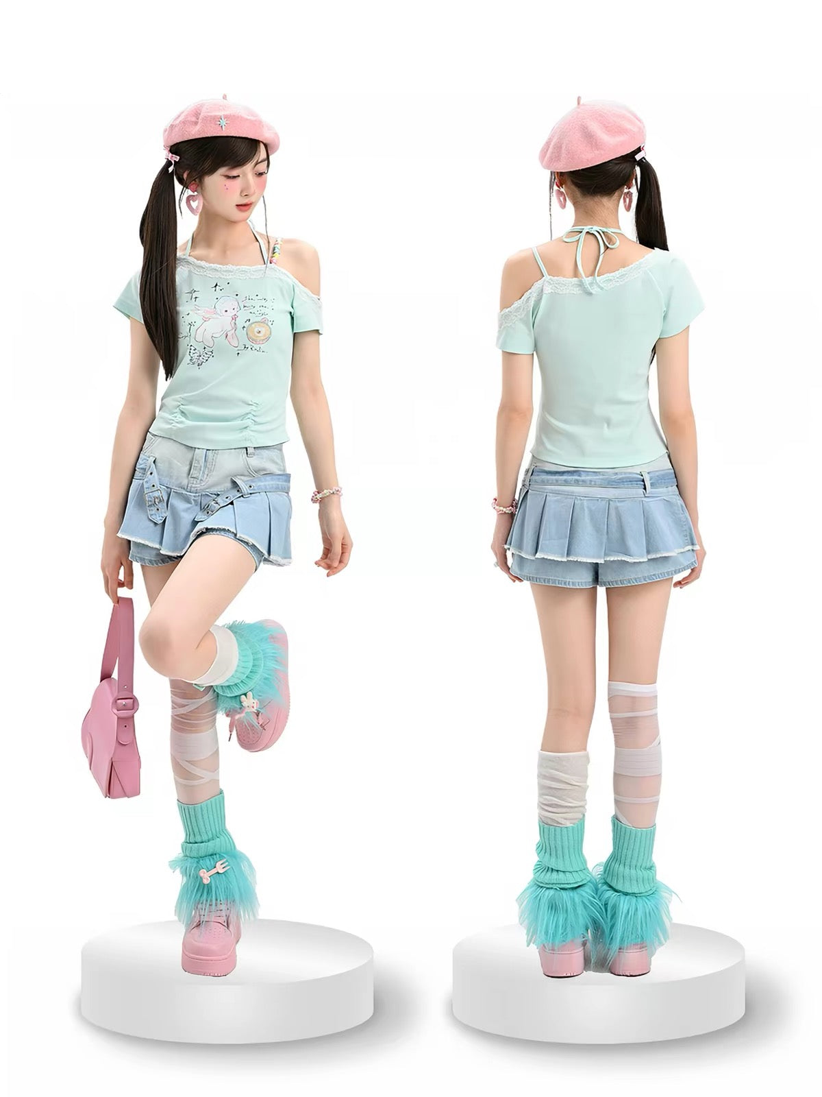 Orbit Buckle Denim Skort-Bottoms-ntbhshop