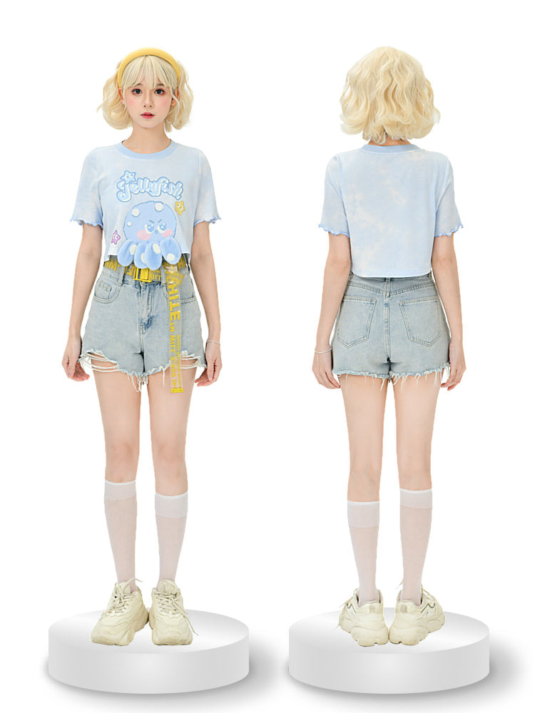 Cloud Breeze Denim Shorts-Bottoms-ntbhshop