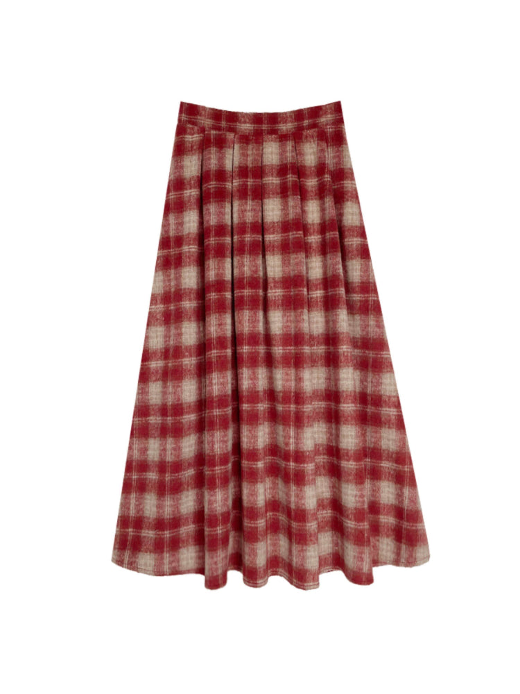 Crimson Archive Knit Cardigan, Tops & Midi Skirt-Sets-ntbhshop