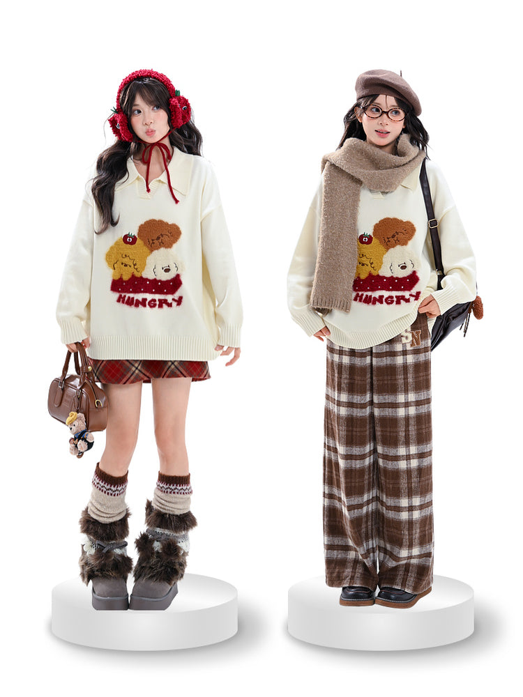 Puppy Picnic Hunger Knit Polo Sweater-ntbhshop