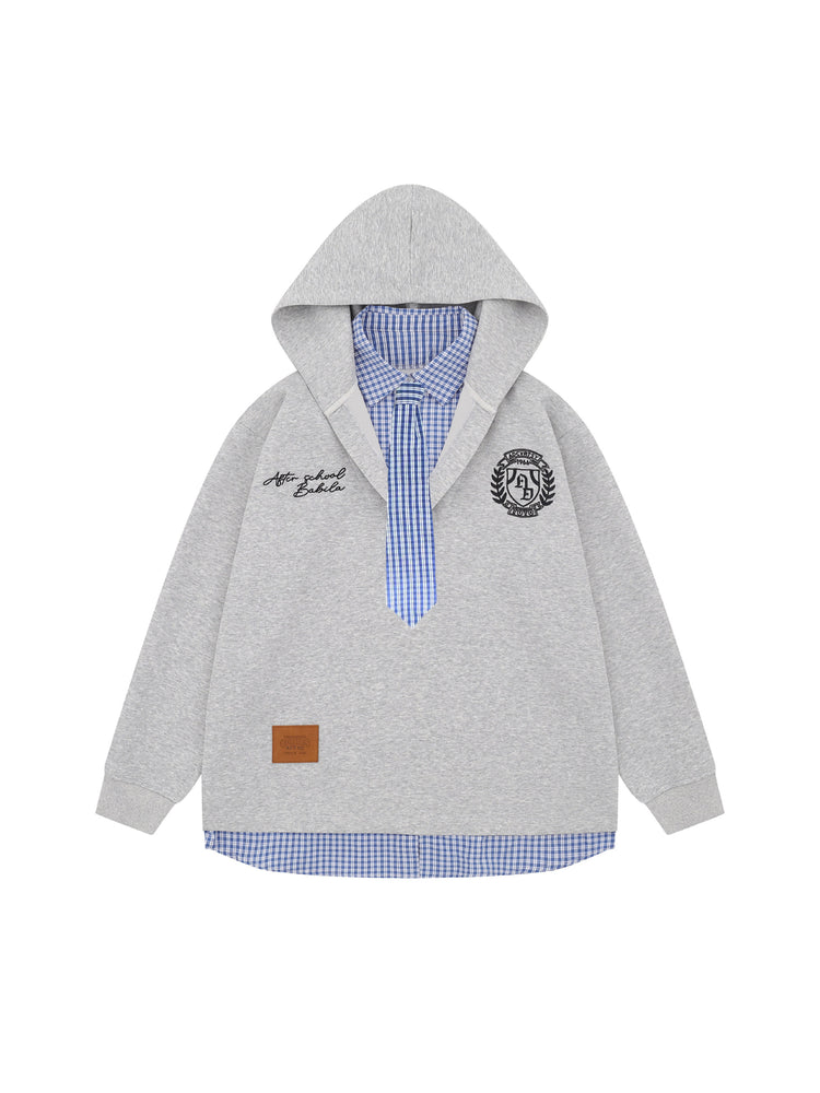 Campus Plaid Tie Hoodies-Tops-ntbhshop