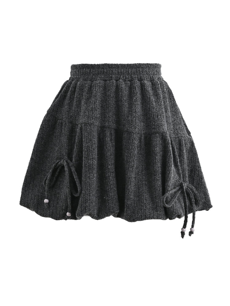 Ash Bloom Knit Bubble Skirt-ntbhshop