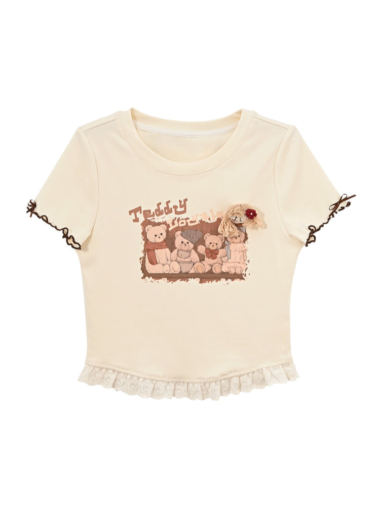 Bears Cabinet Lace Baby Tee-Tops-ntbhshop