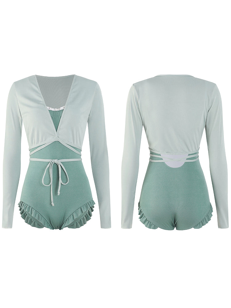 Summer Breeze One Piece Swimsuit with Cardigan-ntbhshop
