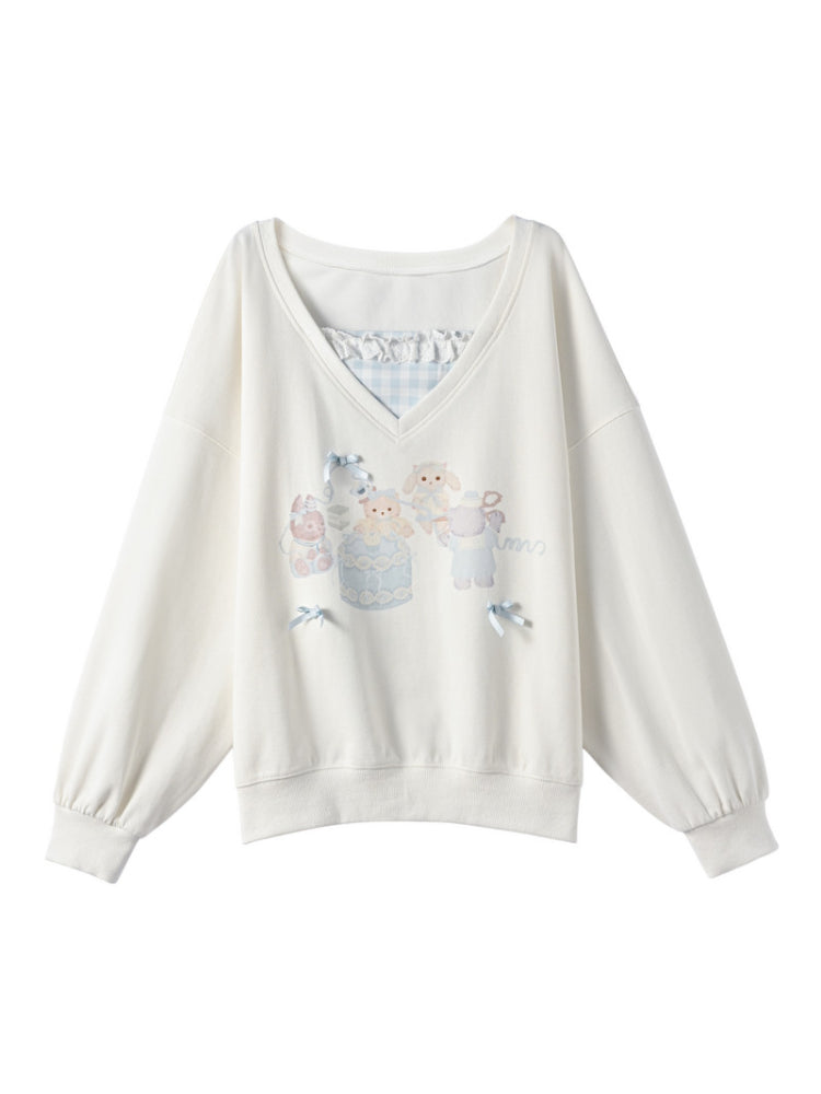Milk Lamb Gingham Sweatshirt-Tops-ntbhshop