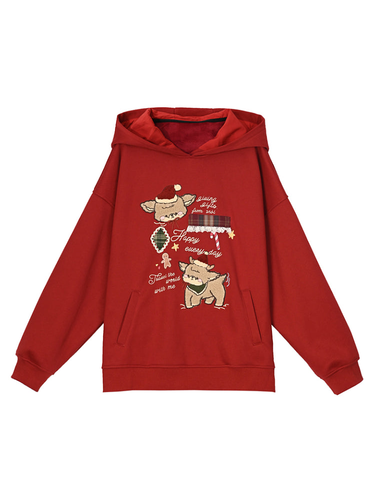 Happy Fawn Cute Christmas Fleece Hoodies-ntbhshop