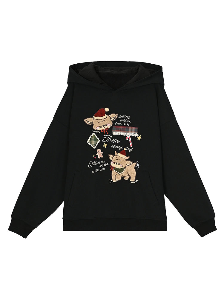 Happy Fawn Cute Christmas Fleece Hoodies-ntbhshop