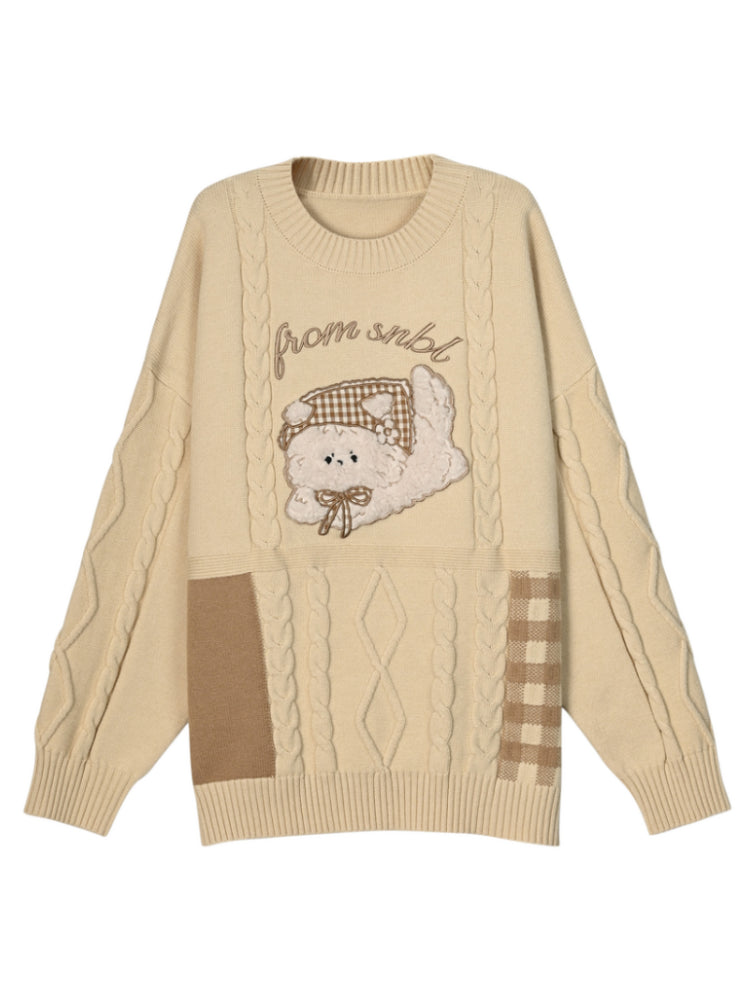 Meadow Puppy Knit Pullover Sweater-ntbhshop