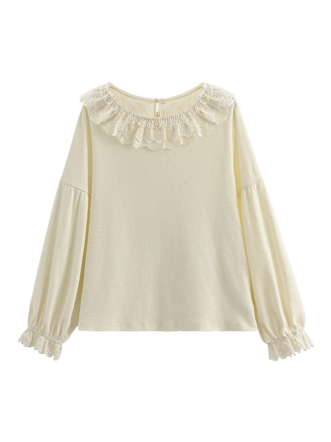 Apricot Milk Lace Collar Blouse-Tops-ntbhshop