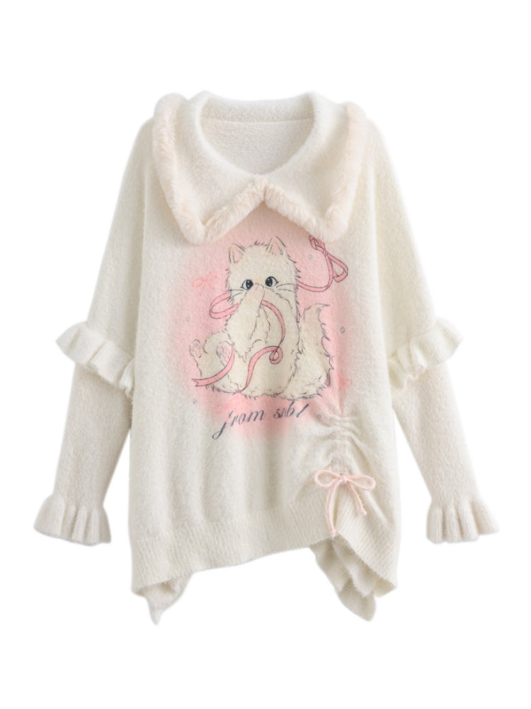 Angel Whiskers Ribbon Knit Sweater-ntbhshop