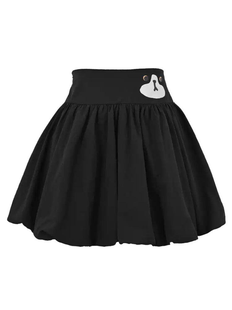 Milk Cat Layered Tee & Bubble Skirt-Sets-ntbhshop