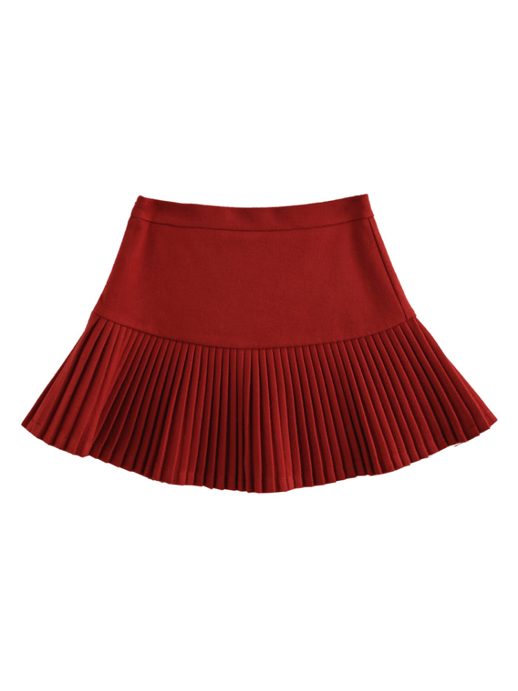 Berry Cream Pleated Skirt-ntbhshop