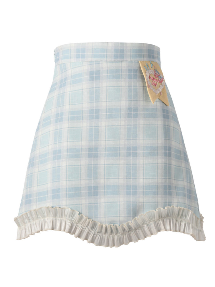 Happy Day Plaid Ruffle Skirt-Bottoms-ntbhshop