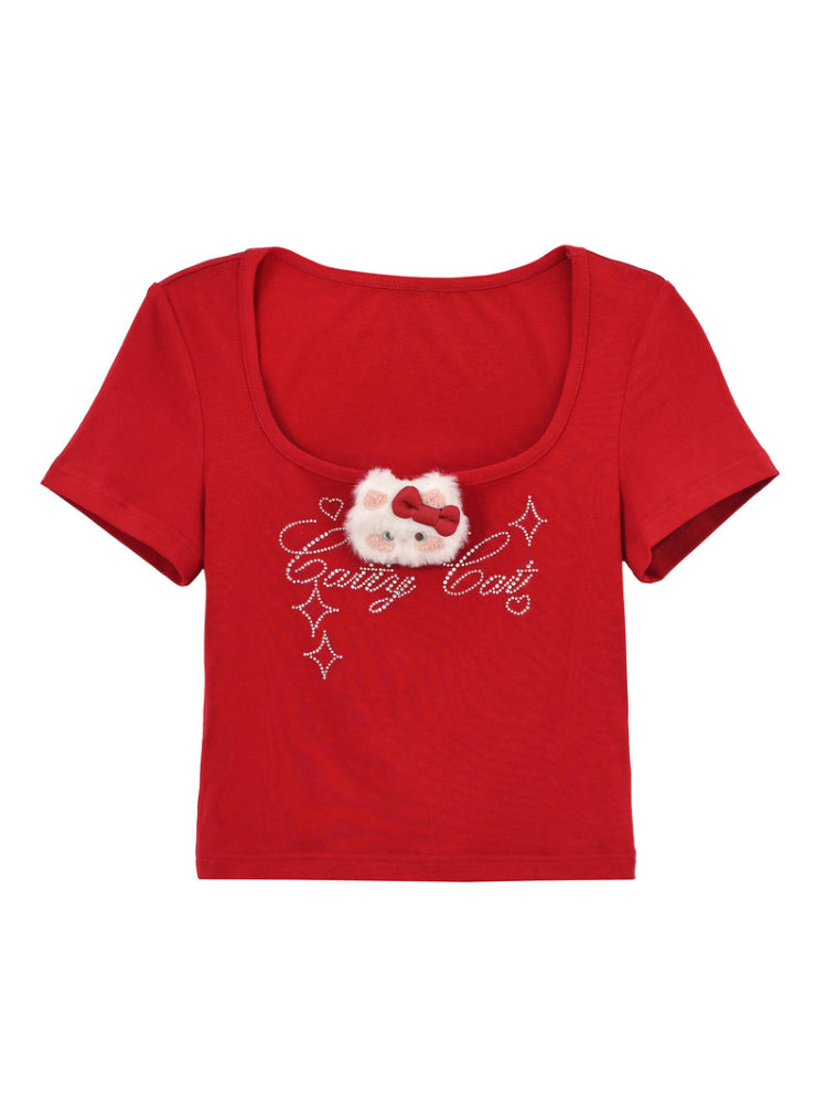 Cherry Kitty Crop Tops-Tops-ntbhshop