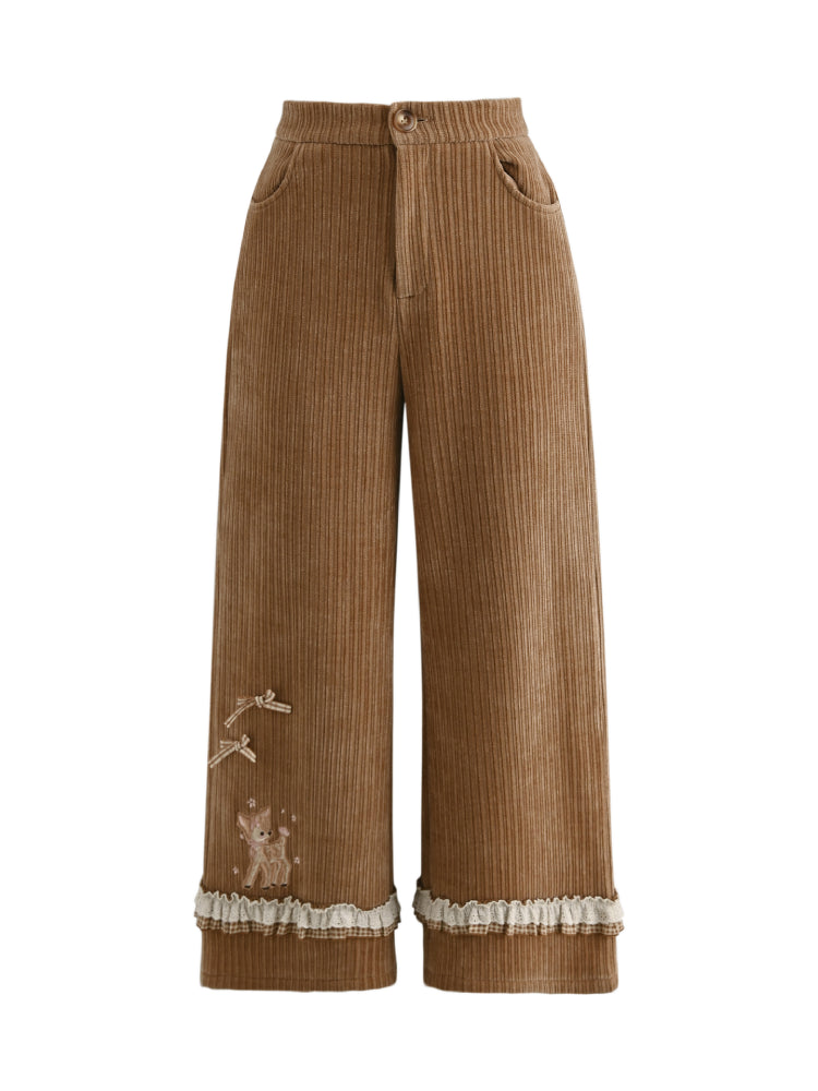 Dear Bambi Corduroy Straight Pants-ntbhshop
