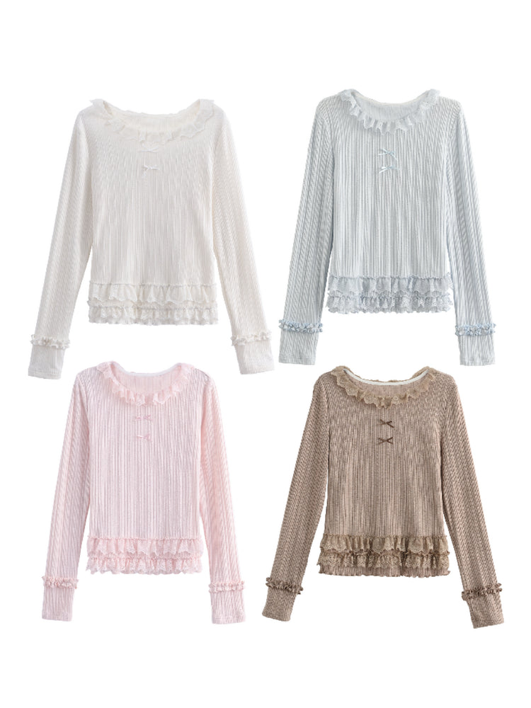 Cupcake Frill Knit Base Tops-ntbhshop