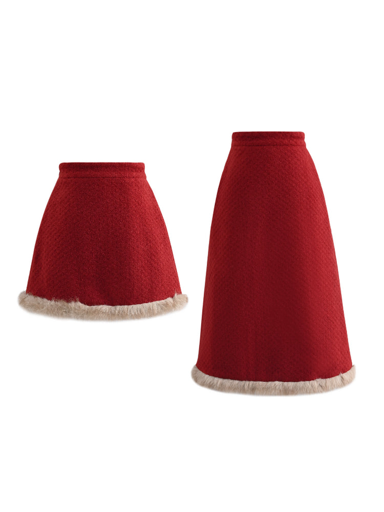Cranberry Plush Hem Bell Skirts-ntbhshop