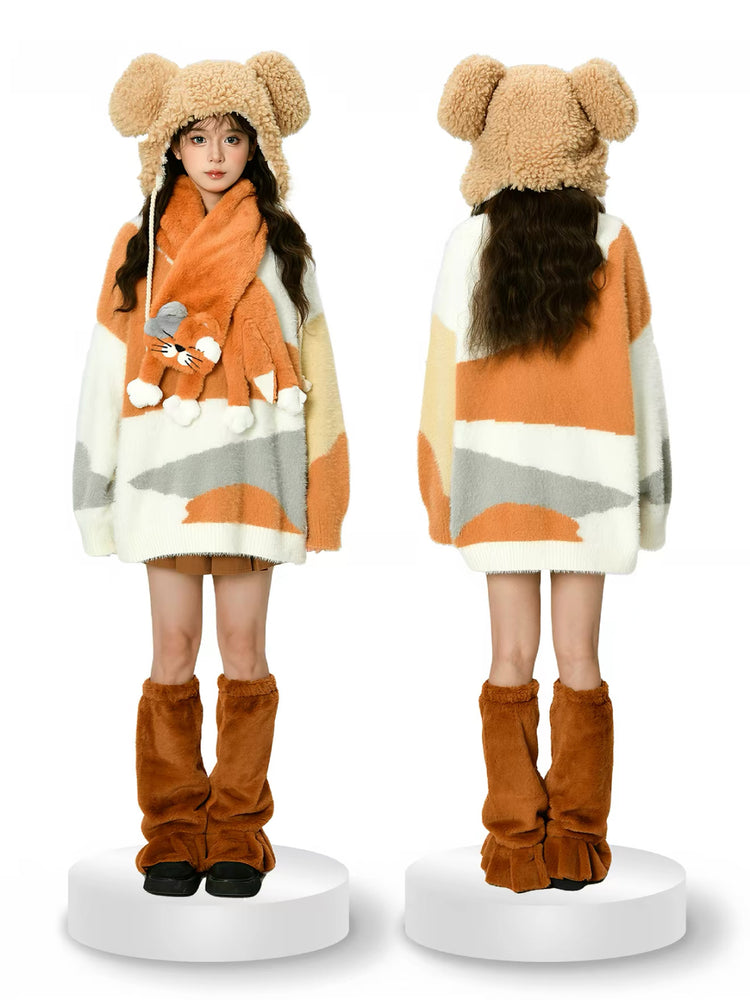 Cat Cubby Fuzzy Sweater-Outerwear-ntbhshop
