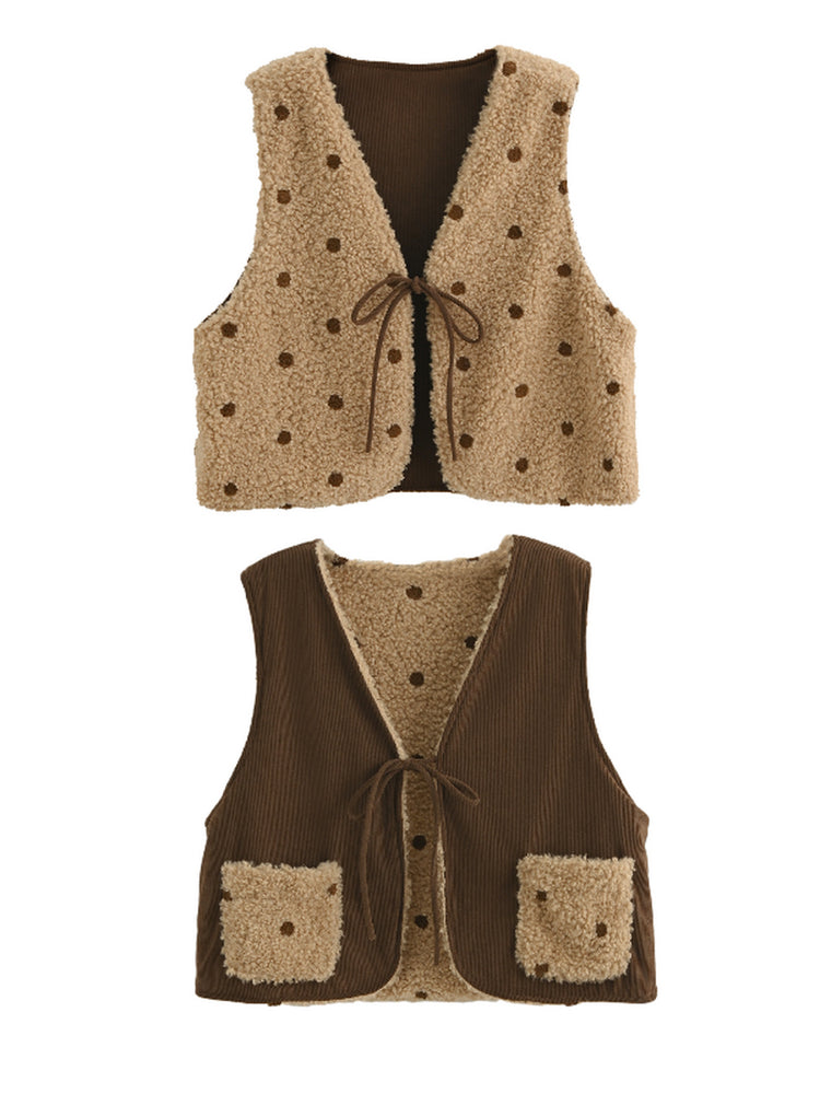 Biscuit Crumb Reversible Fleece Vest-Outerwear-ntbhshop