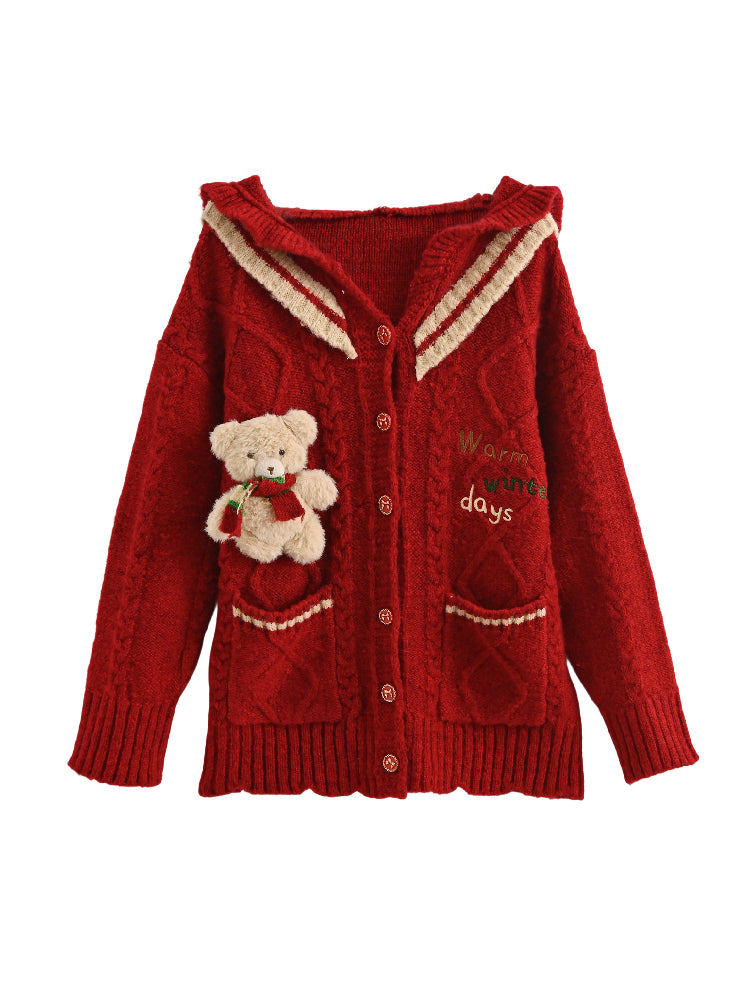 Warm Winter Days Knit Hooded Cardigan-ntbhshop