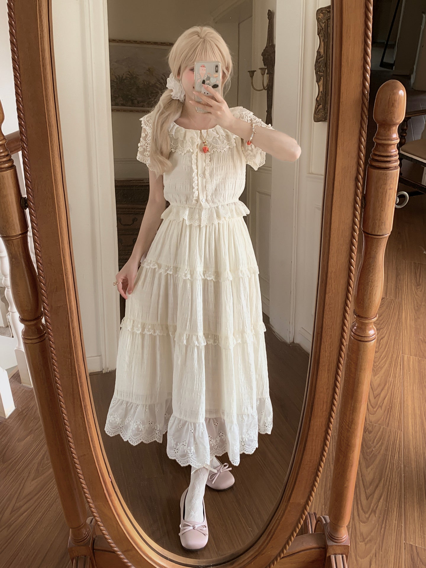 Ivory Garden Lace Skirt-Bottoms-ntbhshop