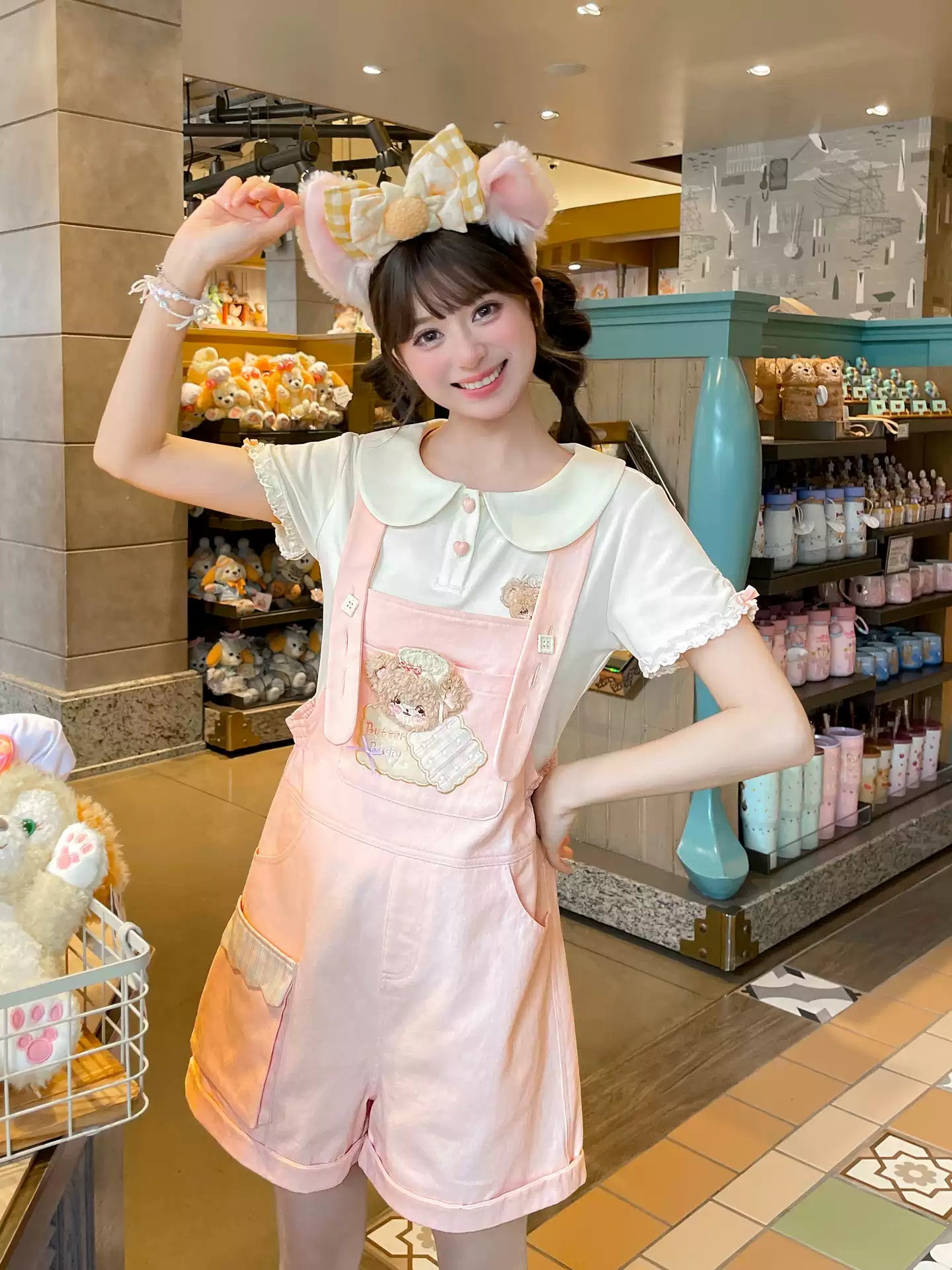 Bakery Bear Overall Shorts-Bottoms-ntbhshop