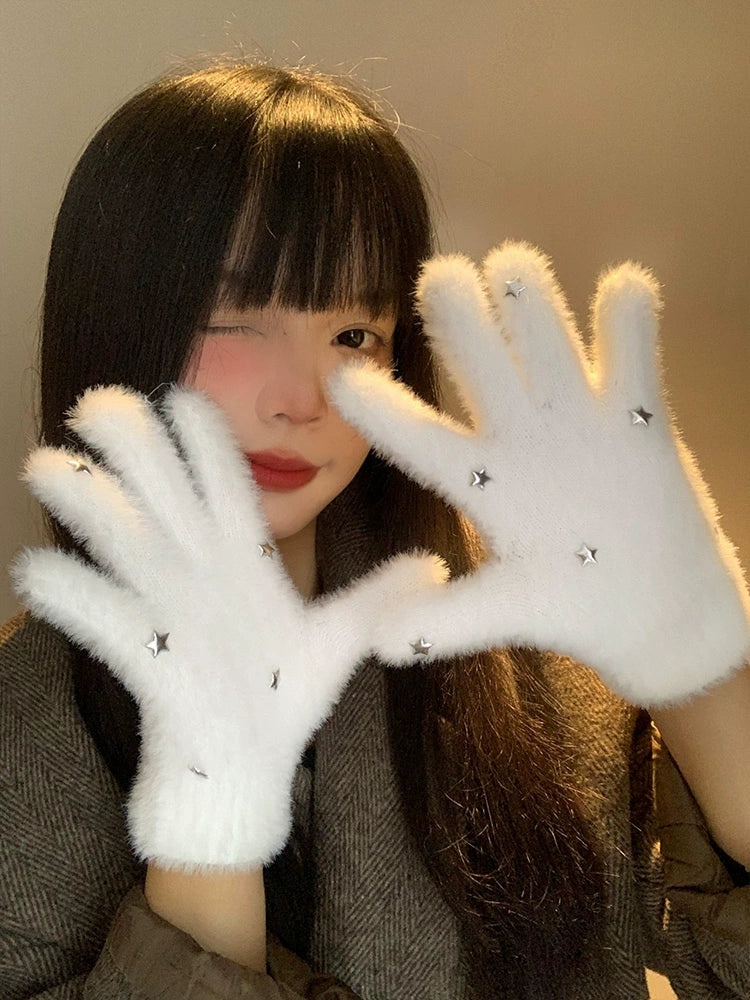 Frosty Sparkle Furry Gloves-ntbhshop