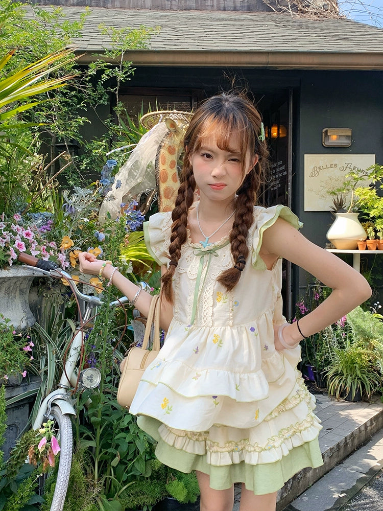 Garden Lullaby Fairy Sleeve Blouse & Layer Cake Skirt-ntbhshop