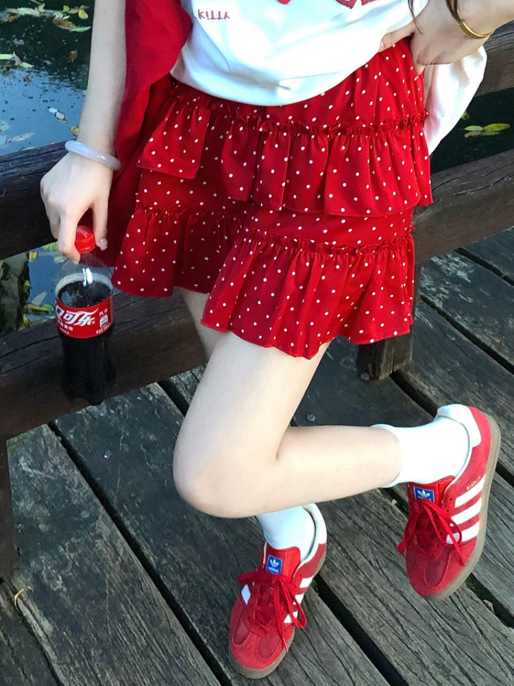 Cherry Dot Fluffy Cake Skirt-ntbhshop