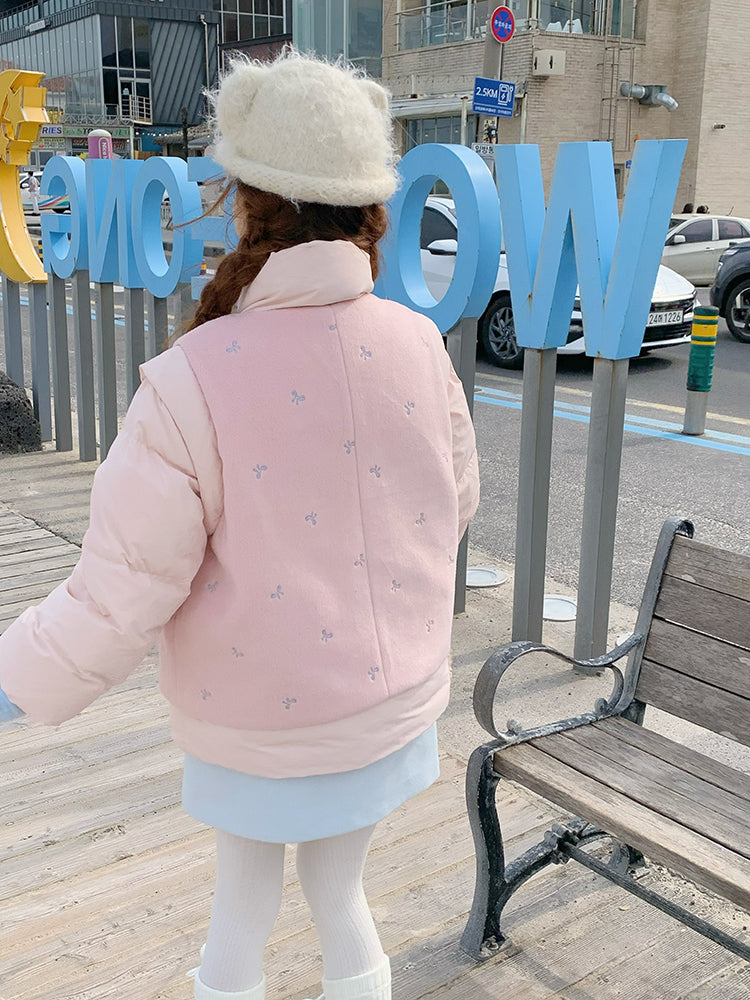 Blossom Bow Meow Puffer Jacket-Outerwear-ntbhshop