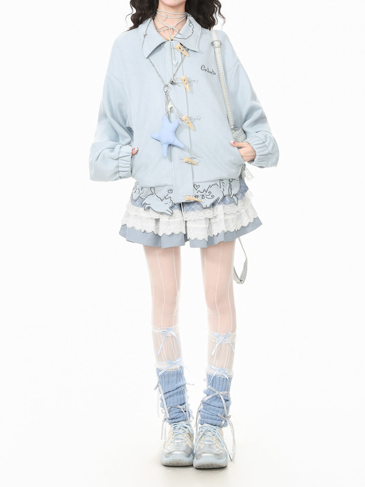 Scribble Cat Suede Jackets-Outerwear-ntbhshop