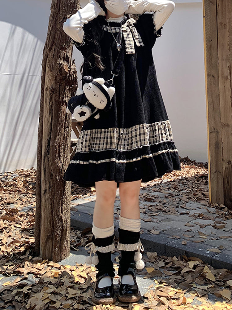 Toffee Ribbon Corduroy Cake Dresses-ntbhshop