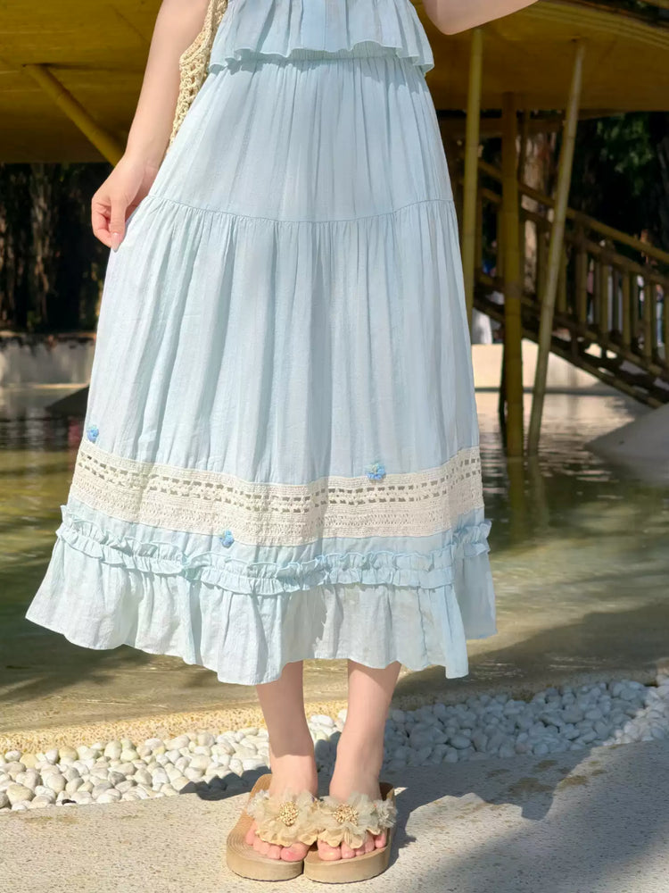 Palm Path Lace Top & Skirt-Sets-ntbhshop