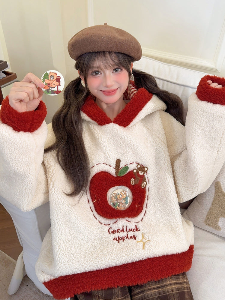 Good Luck Apple Patch Fleece Hoodie-ntbhshop