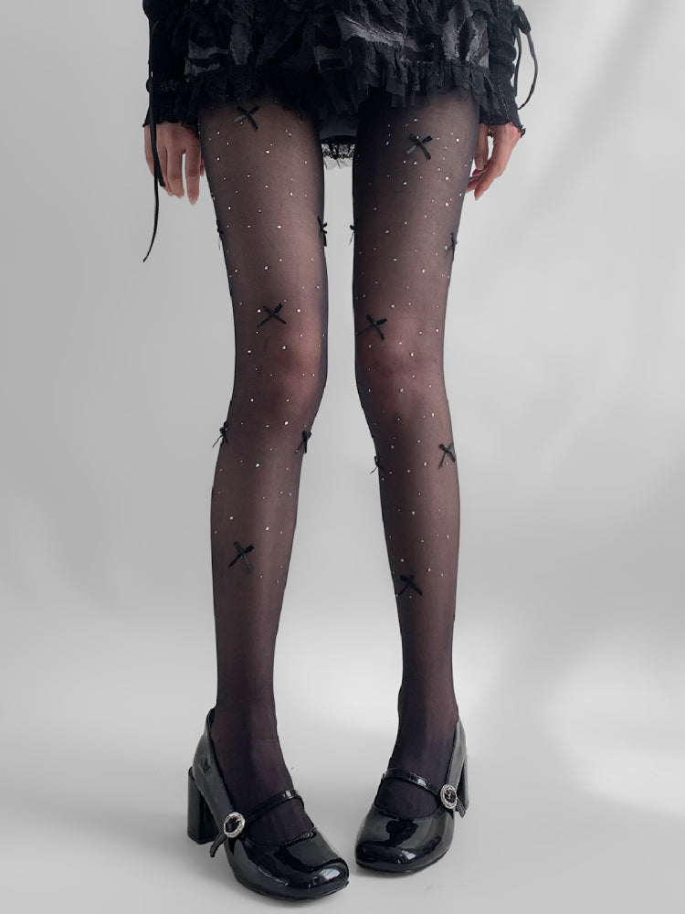 Crystal Swan Bow Sheer Tights-ntbhshop
