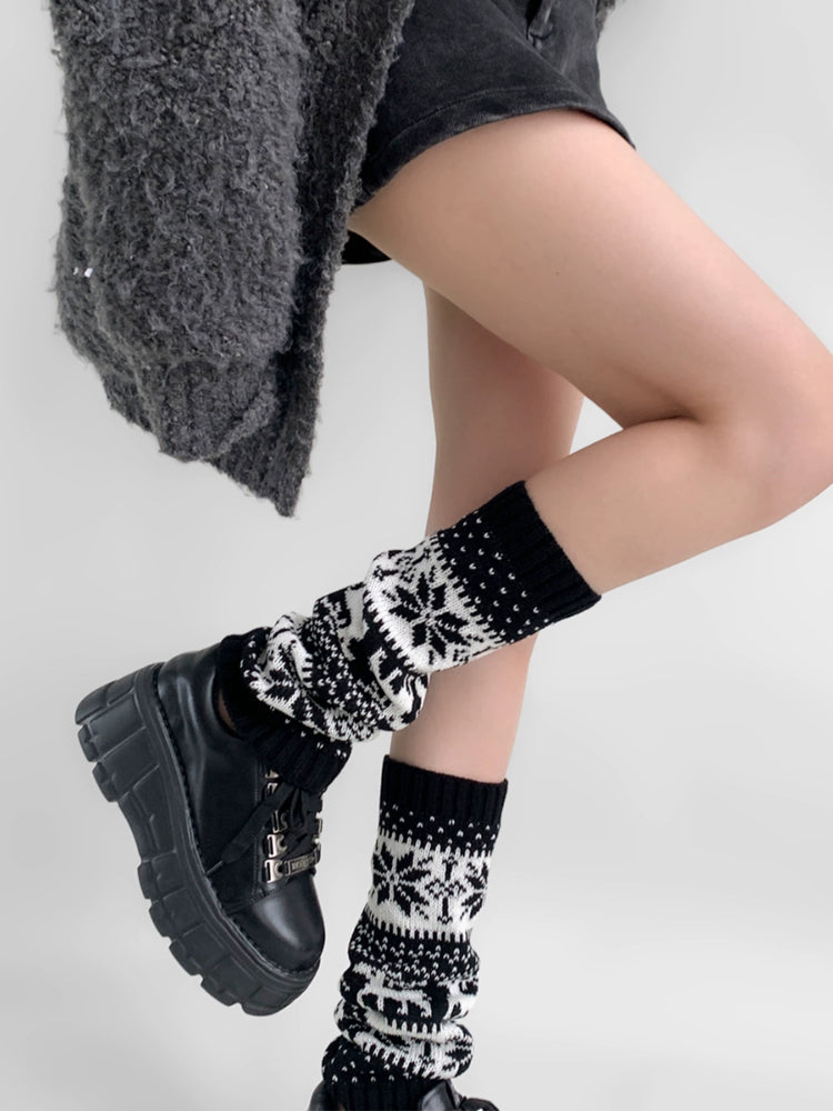 Snowflake Nordic Knit Leg Warmers-ntbhshop
