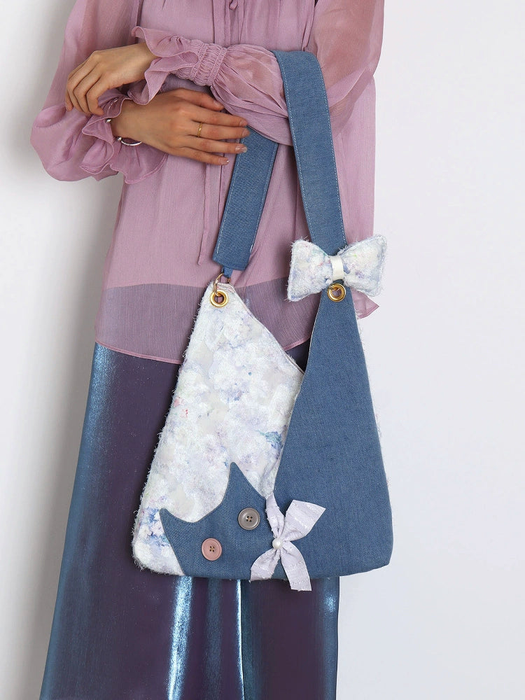 Cloudpuff Denim Kitty Hobo Bag-ntbhshop