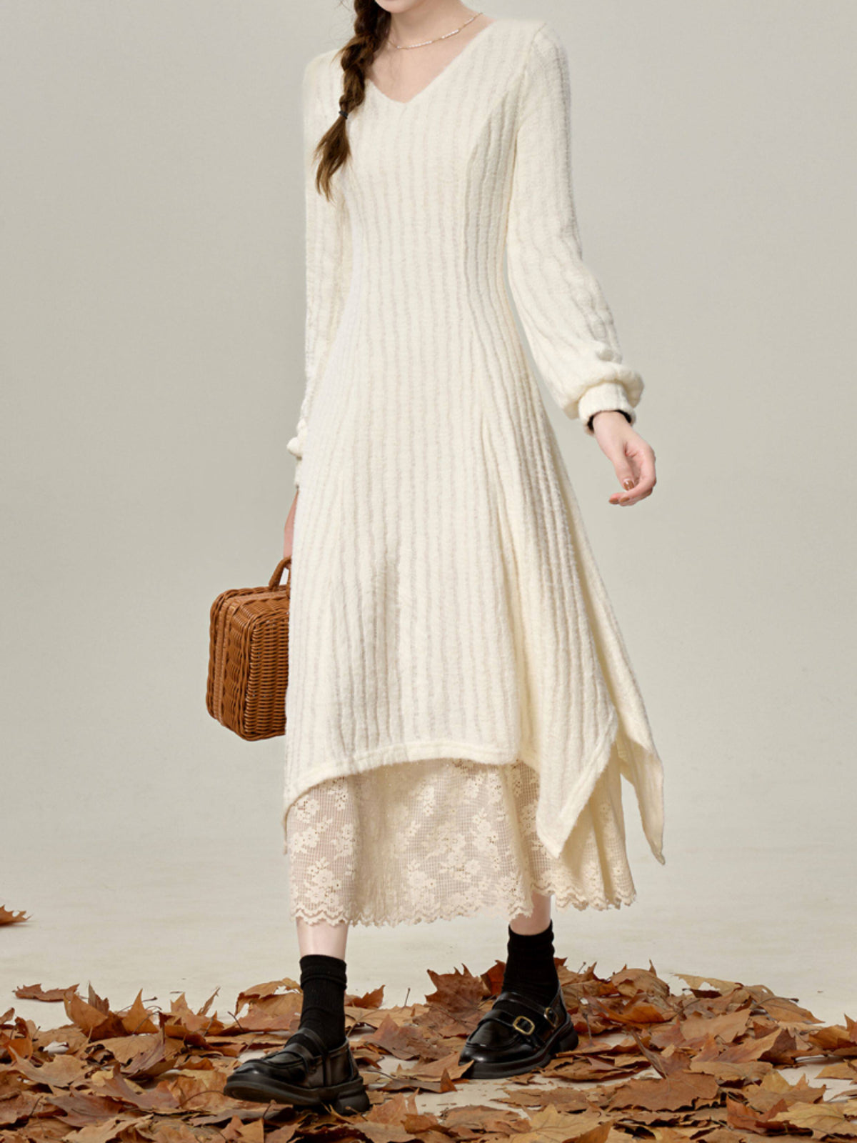 Ivory Snow Knit Layer Dress-Dresses-ntbhshop