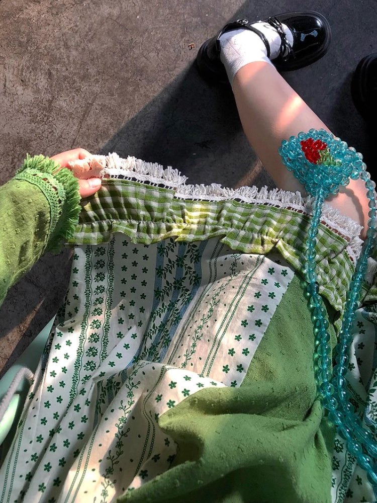 Strawberry Heartbeat Patchwork Slip Dresses-ntbhshop