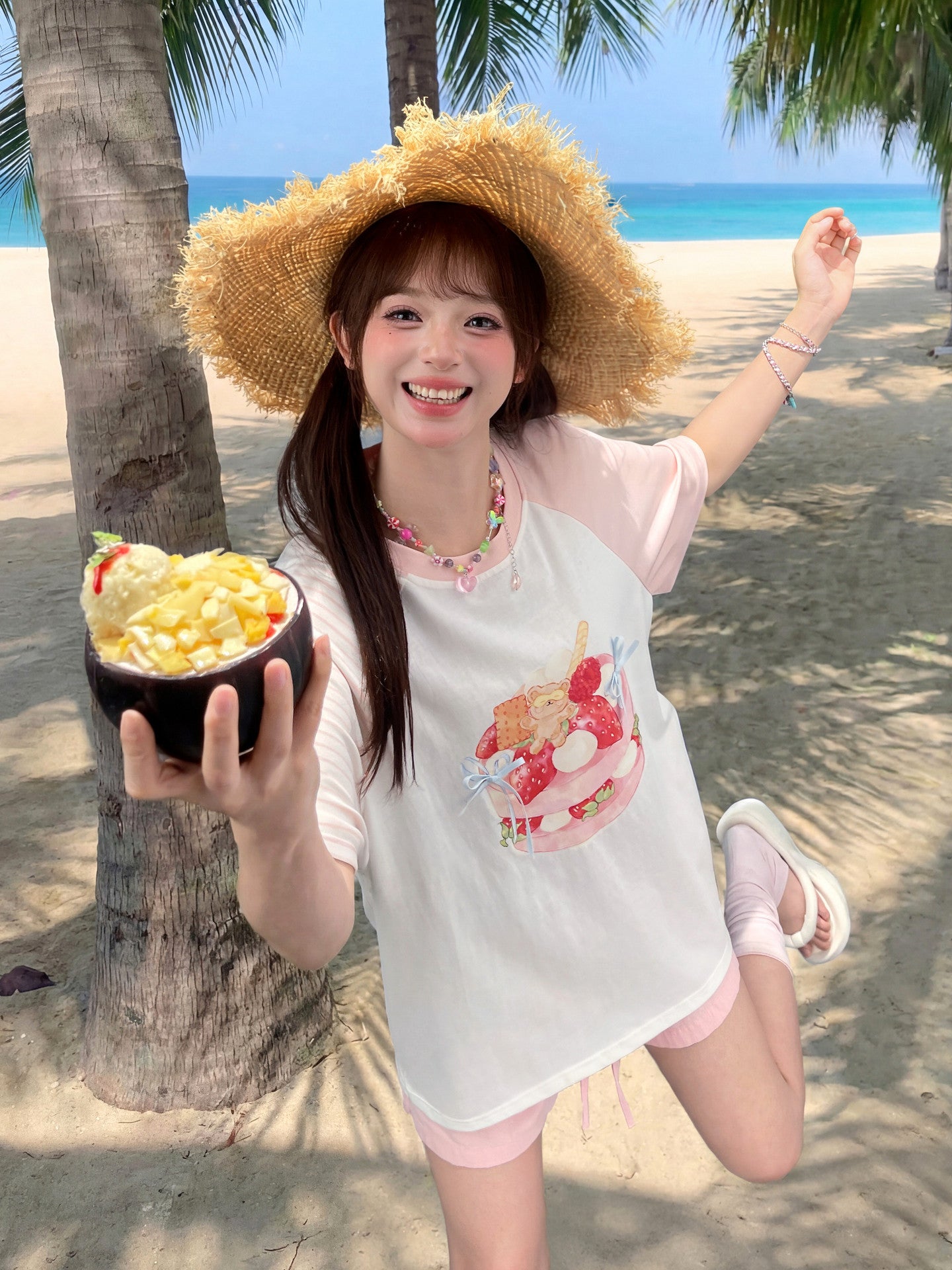 Strawberry Cake Raglan Tee-Tops-ntbhshop