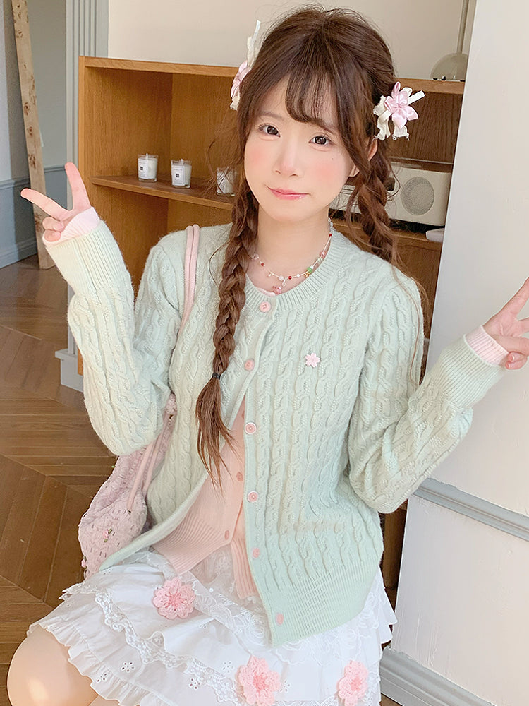 Guava Daydreams Knit Cardigan & Skirt-Sets-ntbhshop