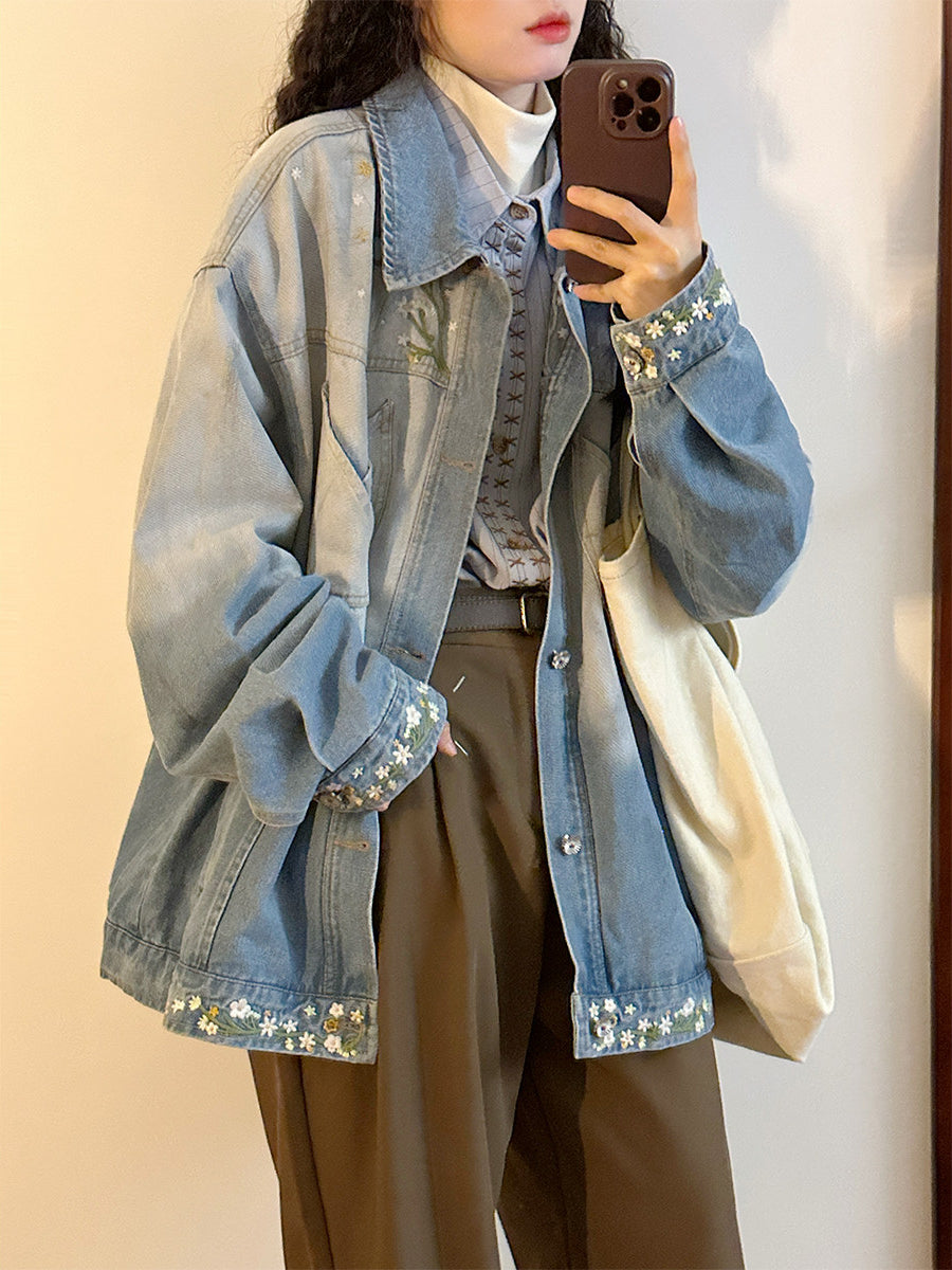 Bloom Dust Denim Jacket-Outerwear-ntbhshop